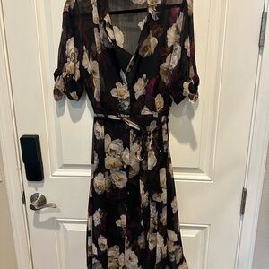 Calvin Klein Black and Cream Floral Dress